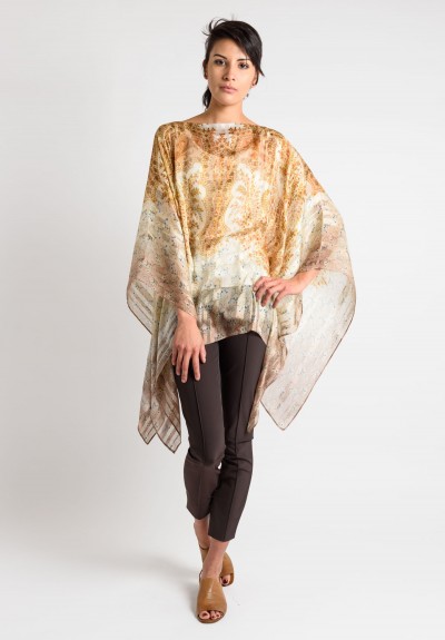 Etro Runway Silk Floral Poncho in Gold | Santa Fe Dry Goods Trippen ...