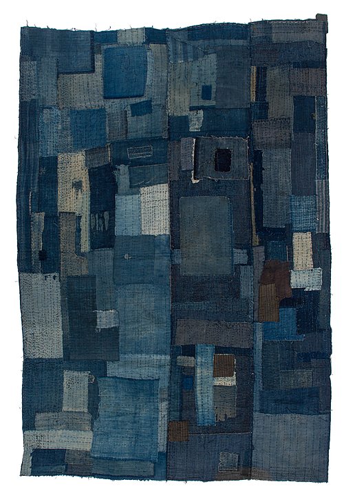 Shobhan Vintage 1800s-1900s Large Sashiko Boro Textile in Blue | Santa ...