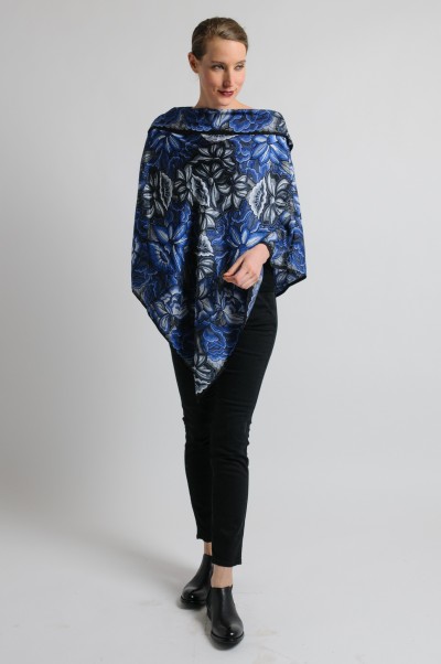 Pineda Covalin Istmo Silk Poncho in Blue and Black | Santa Fe Dry Goods ...