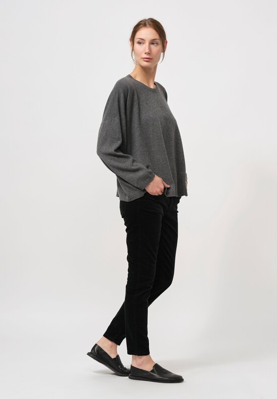 Hania Cashmere Short Crewneck Sweater in Derby Grey	