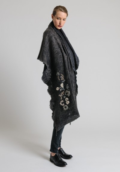 Avant Toi Long Shawl with Embroidery in Grigio | Santa Fe Dry Goods ...
