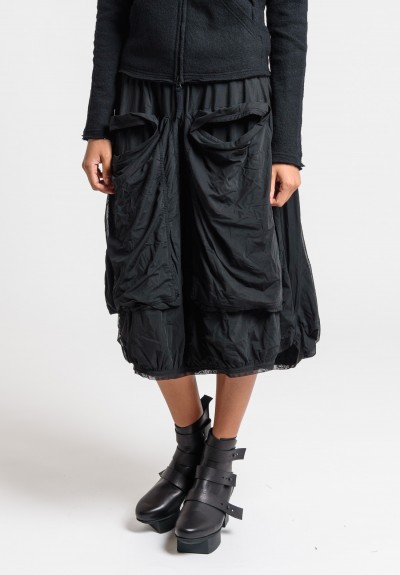 Rundholz Black Label Mesh Layered Large Pocket Skirt in Black | Santa ...