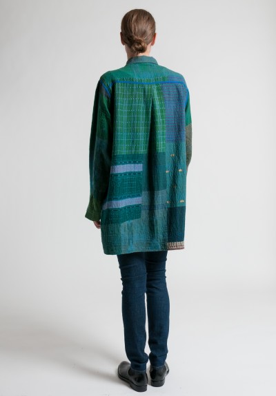Mieko Mintz Reversible Brocade Patch Shirt Jacket in Green | Santa Fe ...