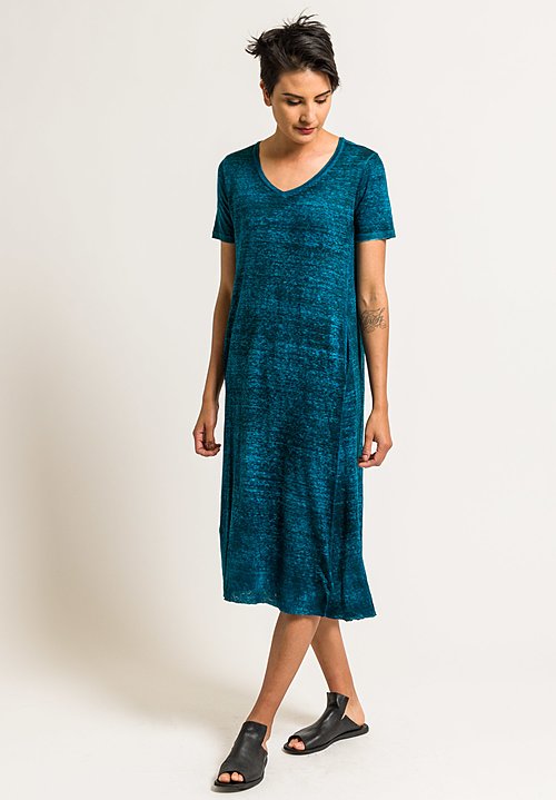 Avant Toi Lightweight Linen Long Dress in Turquoise | Santa Fe Dry ...