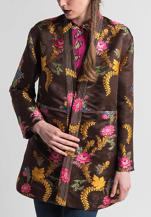 Etro Runway Relaxed Floral Jacquard Kimono Jacket in Brown | Santa Fe ...