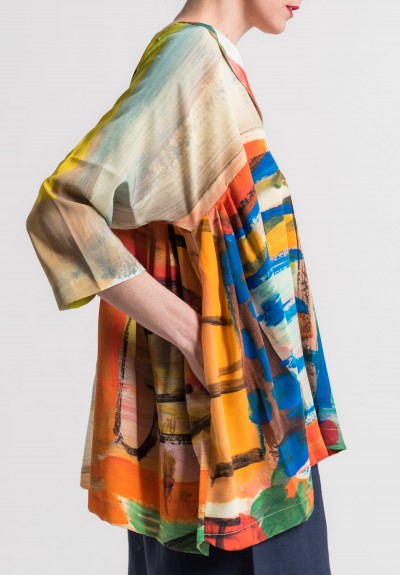 Daniela Gregis Special Printed Silk Painter Top in Multicolor | Santa ...