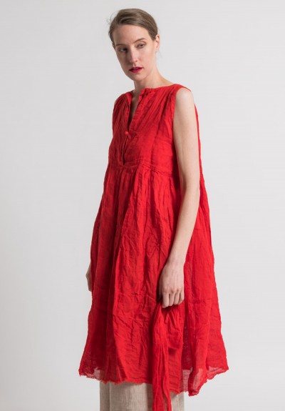 Daniela Gregis Washed Linen Sleeveless Dress in Red | Santa Fe Dry ...