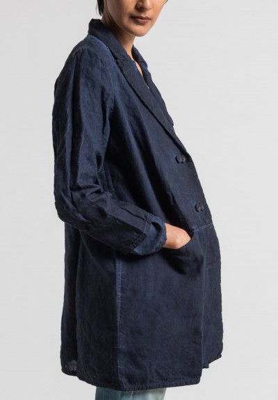 Umit Unal Linen Overdyed Long Jacket in Dark Navy | Santa Fe Dry Goods ...