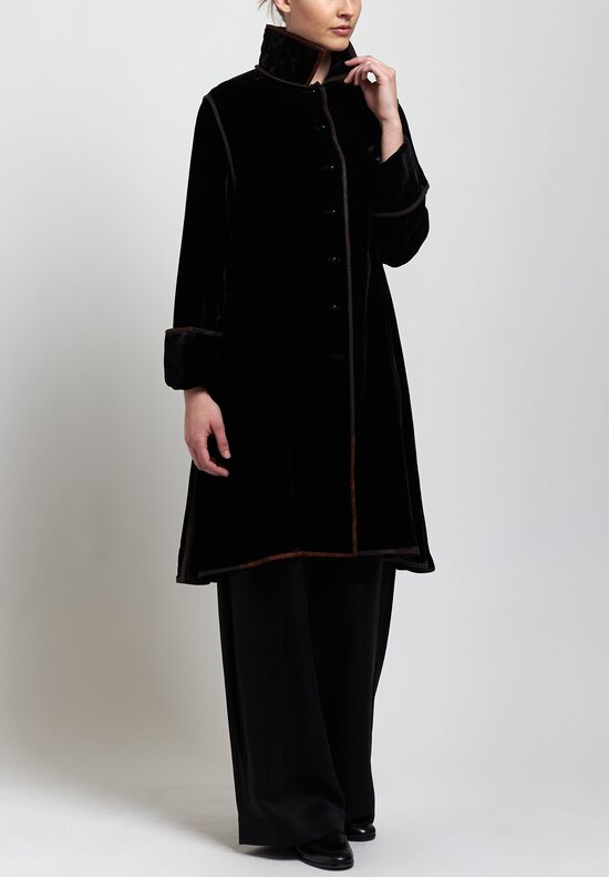 Sophie Hong Long Velvet Jacket in Black
