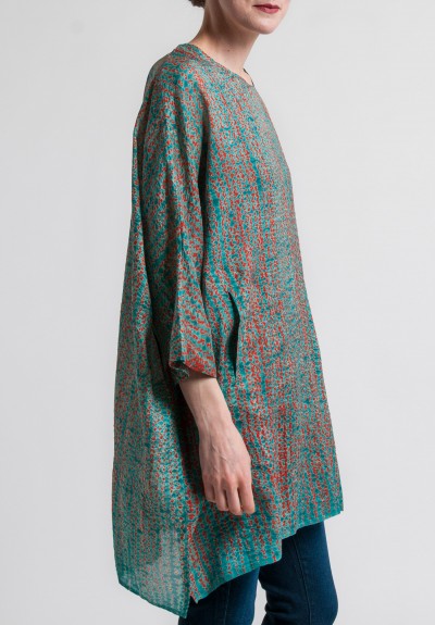 Raga Designs Shibori Silk Franky Tunic in Turquoise/Red | Santa Fe Dry ...