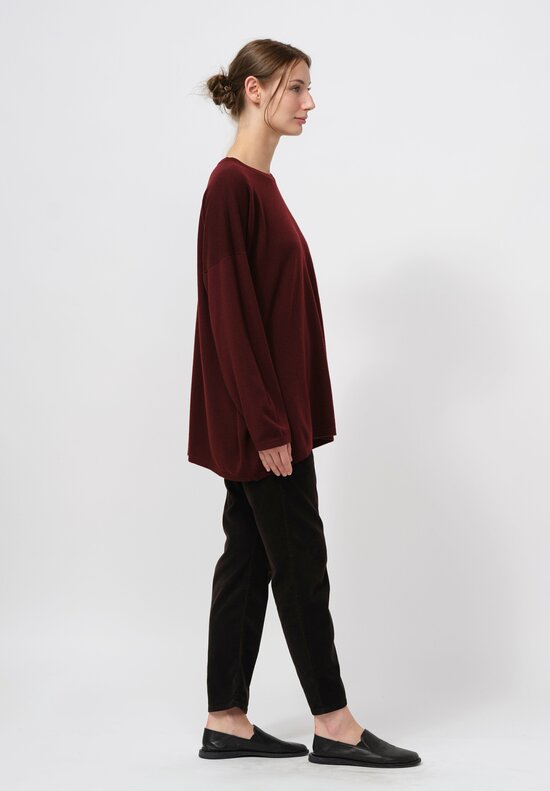 Hania New York Cashmere Long Crewneck Sasha Sweater in Port Brown	