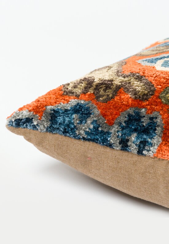 Tibet Home Hand Knotted & Woven Square Pillow in Orange Cloud	