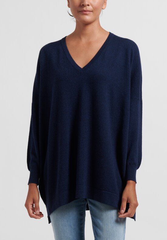 Hania Marley Cashmere V-Neck Sweater in Inkwell	