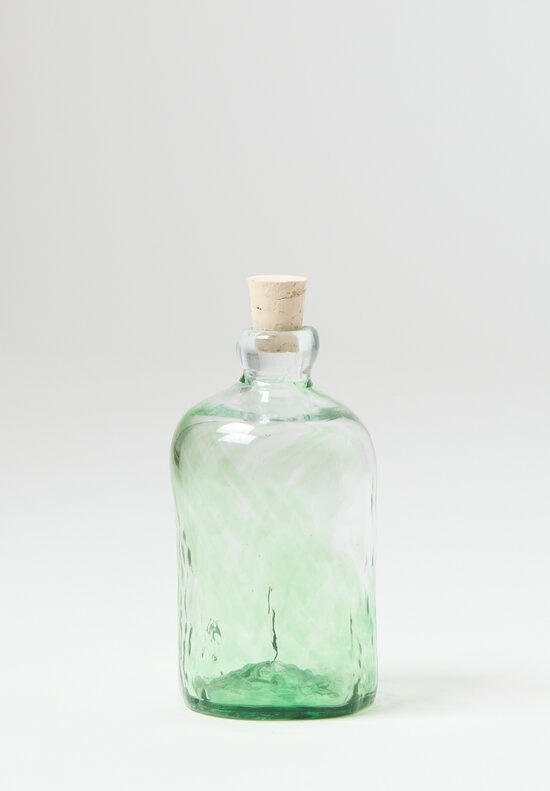 Handblown Corked Tall Bottle in Verde