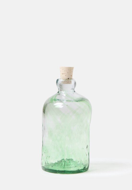 Handblown Corked Tall Bottle in Verde