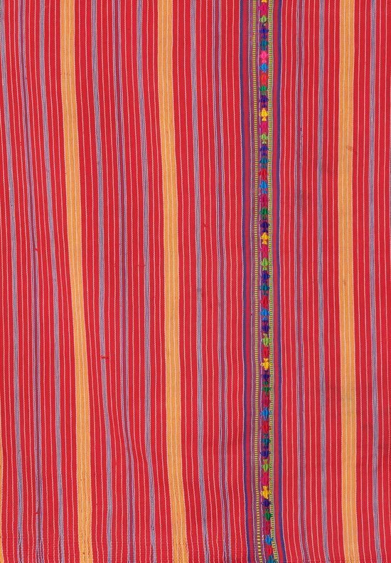 Antique & Vintage Indigo & Red Striped Textile from Guatemala	
