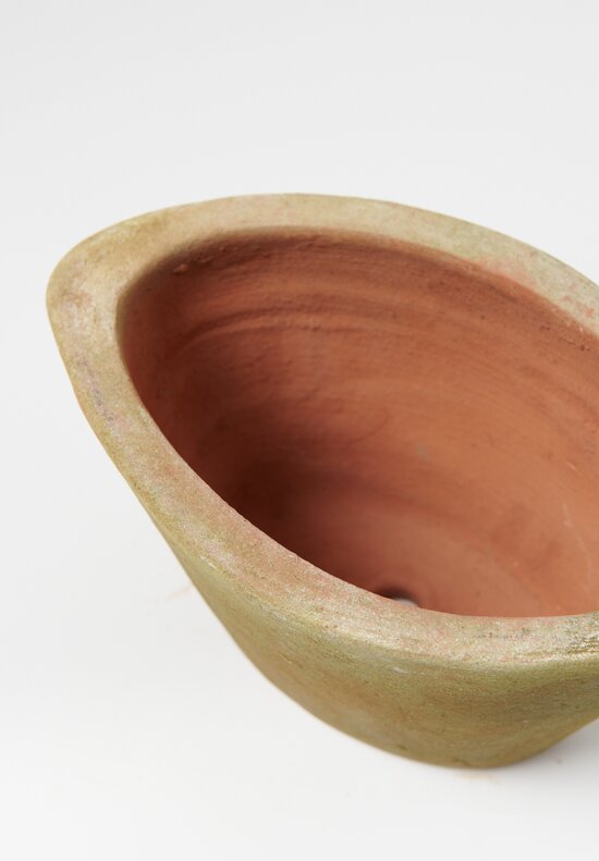 Small Aged Oval Planter in Green	