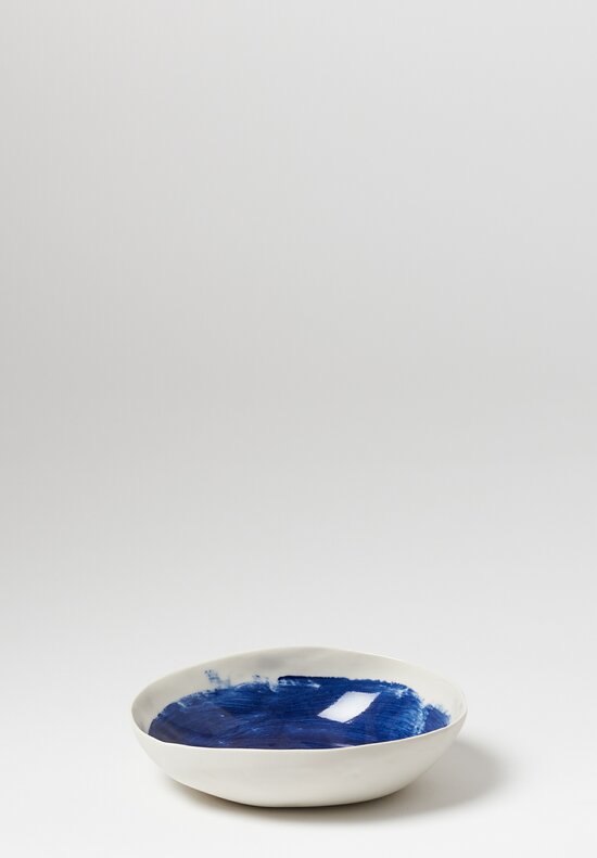 Interior Painted Shallow Soup Bowl in Blue	