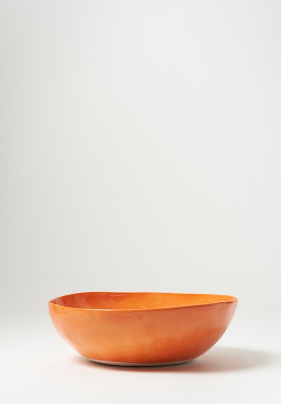 Porcelain Solid Painted Large Serving Bowl in Arancio Orange