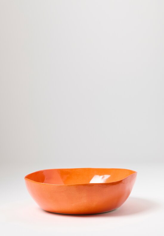 Bertozzi Porcelain Solid Painted Large Serving Bowl in Arancio Orange	