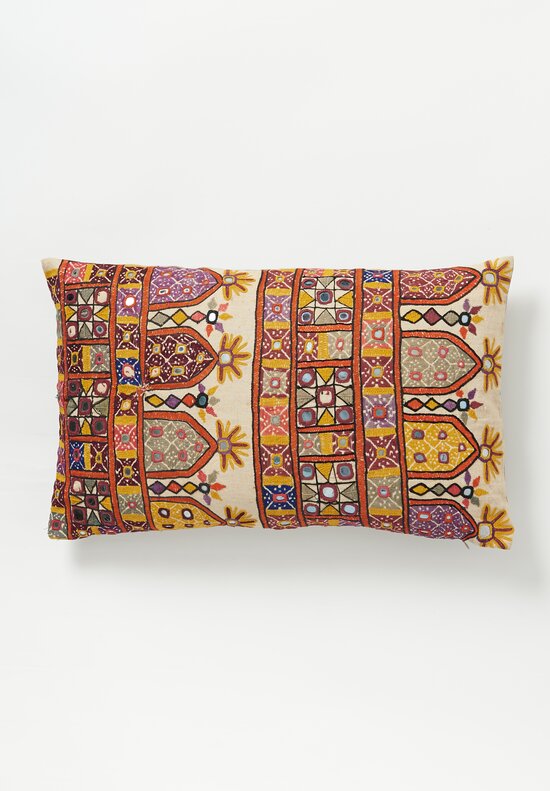 Antique and Vintage Medium Reshmi Embroidered Lumbar Pillow in Multicolor III