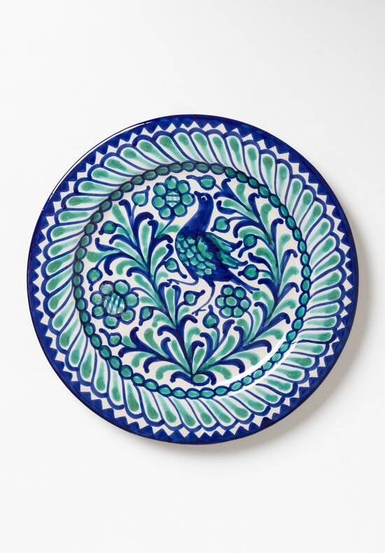 Casa Lopez Hand Painted Dinner Plate Green/ Blue	