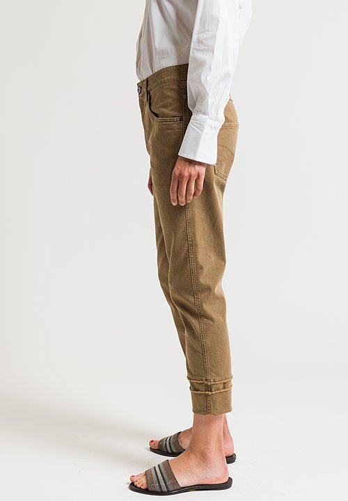 Brunello Cucinelli Raw Edge Cropped Jeans in Brown | Santa Fe Dry Goods ...