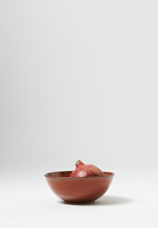 Christiane Perrochon Handmade Stoneware Small Bowl Irorn Red	