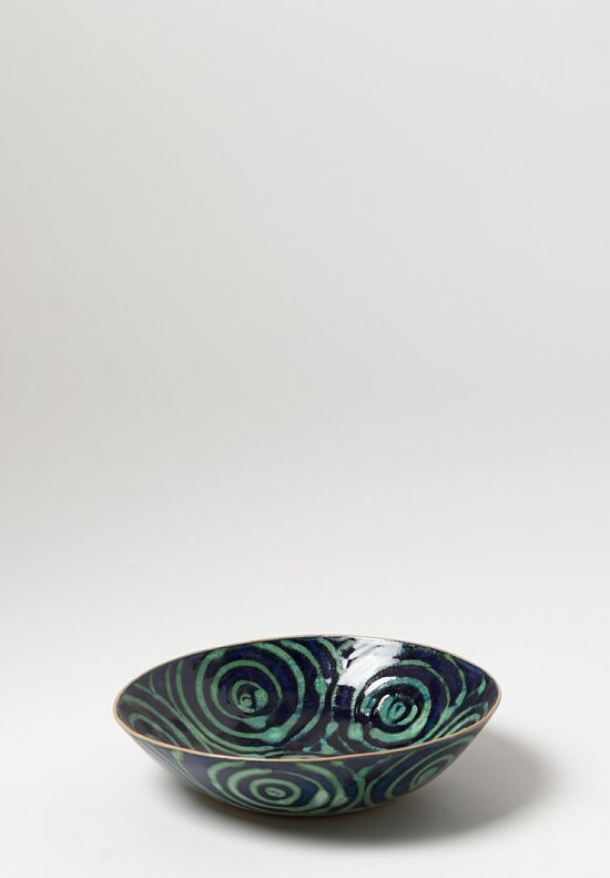 Laurie Goldstein Hand-Painted Ceramic Salad Bowl in Blue Green	