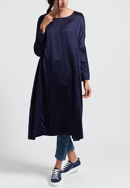 Casey Casey Washed Silk Ruche Dress in Navy | Santa Fe Dry Goods ...