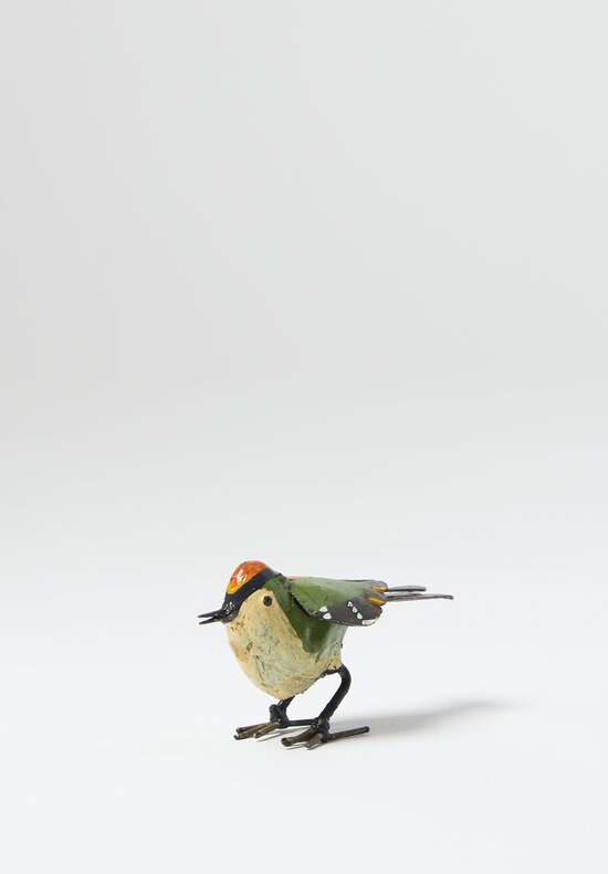 Hand-Painted Recycled Metal Small Goldcrest Bird	