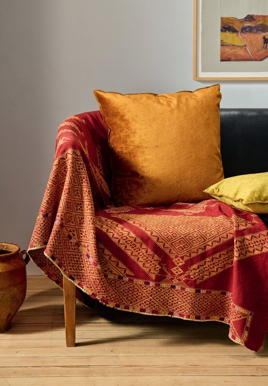 Maison de Vacances Royal Velvet Square Pillow in Amber Orange	