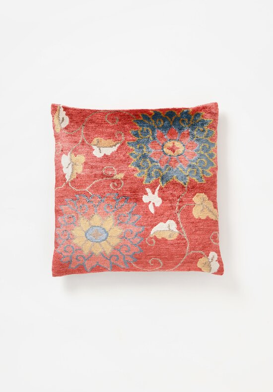 Tibet Home Hand Knotted & Woven Square Pillow in Pema Red	