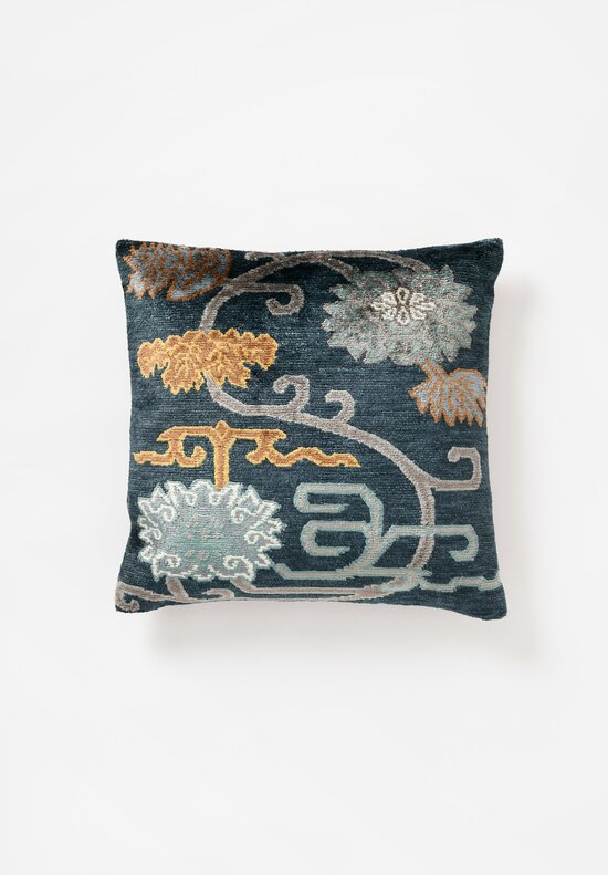 Tibet Home Hand Knotted & Woven Square Pillow in Chenden Blue	