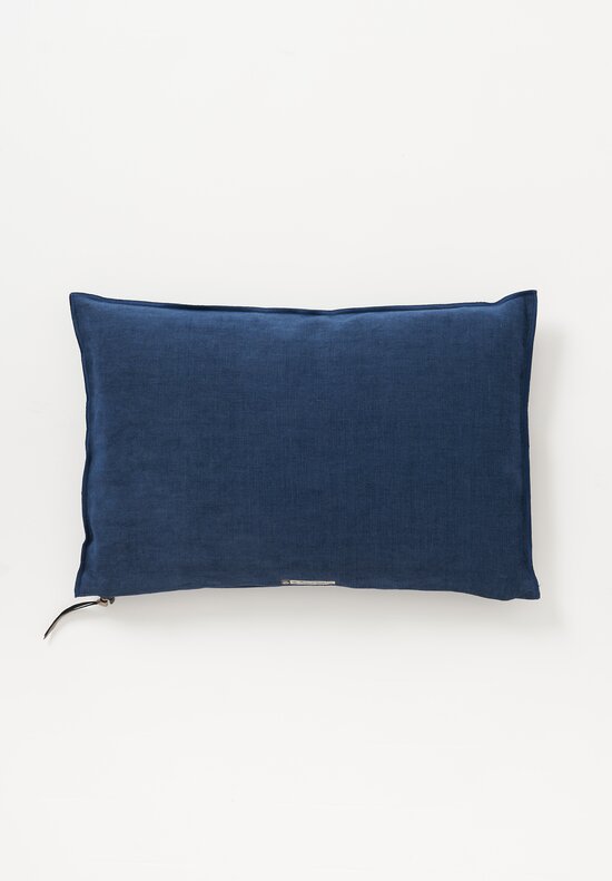 Maison de Vacances Chenille Soft Washed Linen Pillow in Indigo	