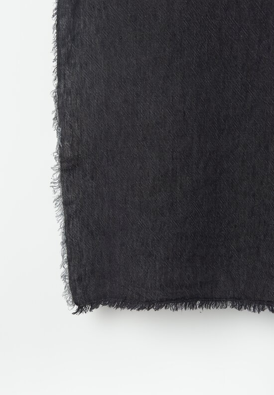 Maison de Vacances Crumpled Washed Linen Throw in Charbon/ Anthracite	