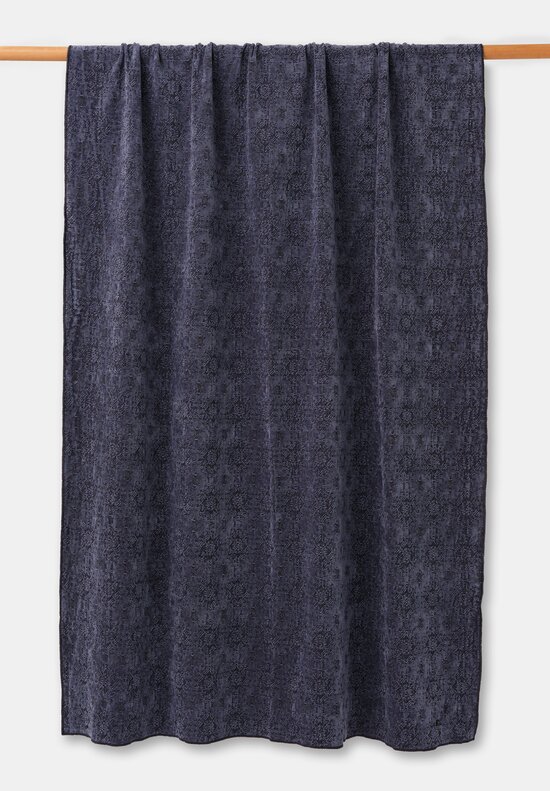 Maison de Vacances Stone Washed Jacquard Throw Kilim Bleu Nuit