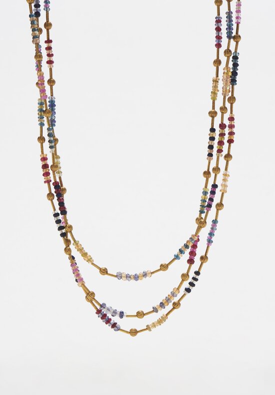Greig Porter 18K, Mixed Sapphire, Spinel 3 Strand Necklace	