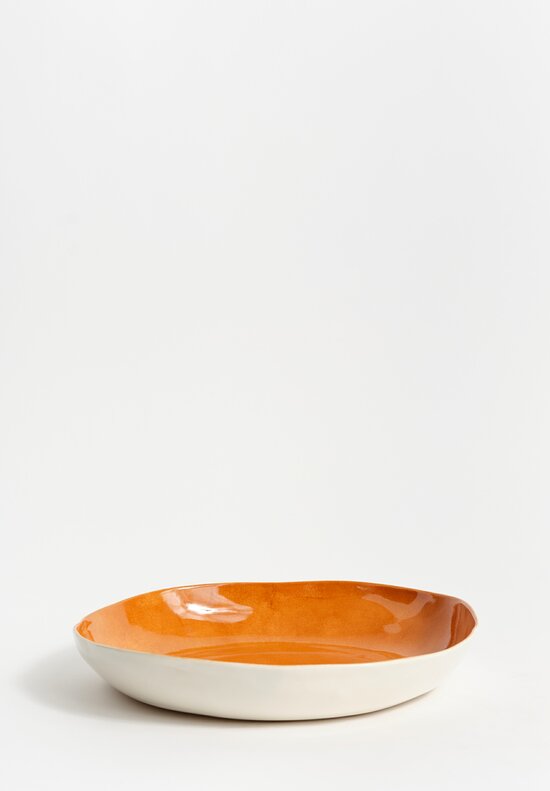 Bertozzi Porcelain Interior Painted Shallow Serving Bowl in Bruno Brown	