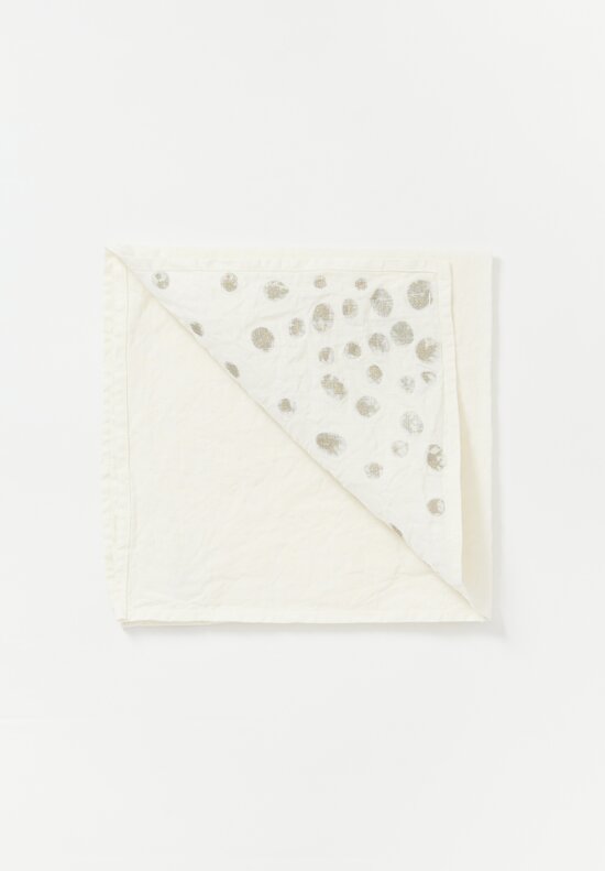 Bertozzi Handmade Linen Napkin with Silver Dots in Silver