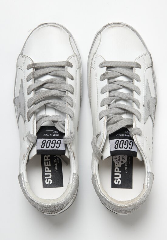 Golden Goose Superstar Sneakers in White / Silver	