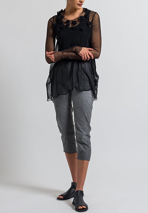 Rundholz Dip Embellished Mesh Flower Top in Black Santa Fe Dry Goods