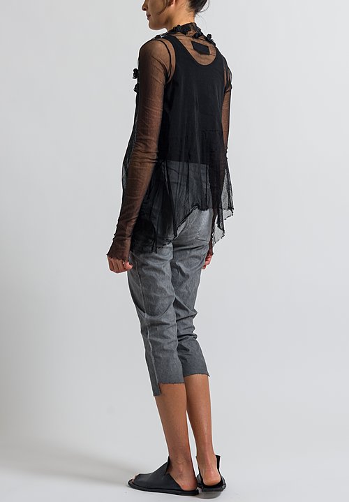 Rundholz Dip Embellished Mesh Flower Top in Black Santa Fe Dry Goods