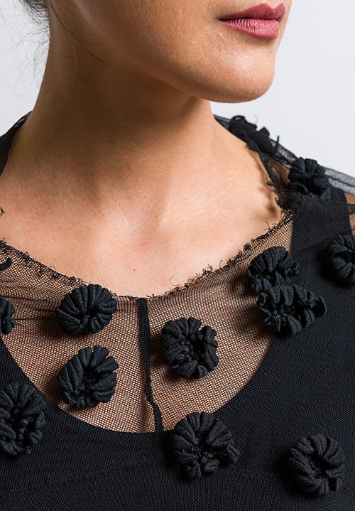 Rundholz Dip Embellished Mesh Flower Top in Black | Santa Fe Dry Goods ...