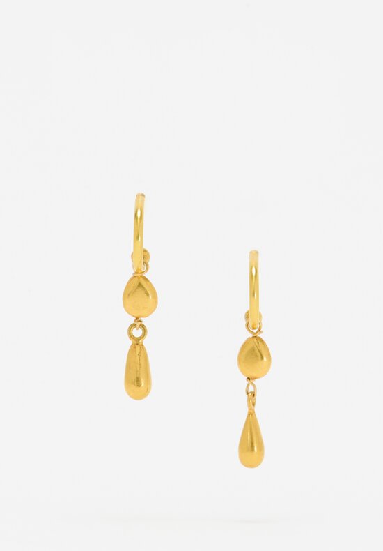 Greig Porter 18K Curved Post & Teardrop Dangle Earrings	