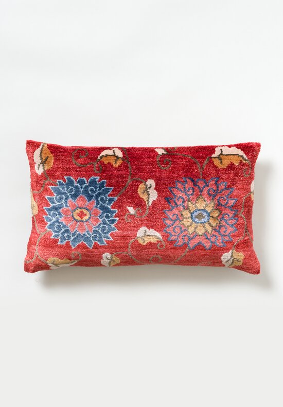 Tibet Home Hand Knotted & Woven Lumbar Pillow in Pema Red	