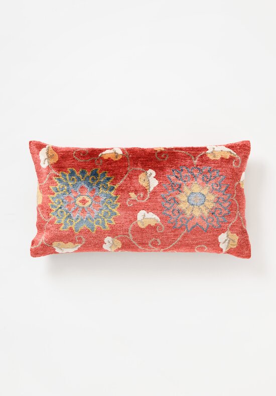 Tibet Home Hand Knotted & Woven Lumbar Pillow in Pema Red	