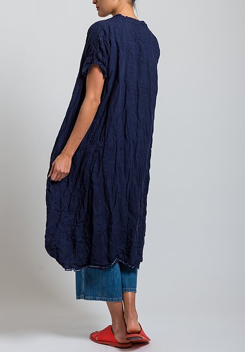 Daniela Gregis Washed Linen Manichina Dress in Navy Blue | Santa Fe Dry ...