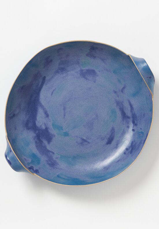 Laurie Goldstein Large Ceramic Bowl with Handles in Blue	
