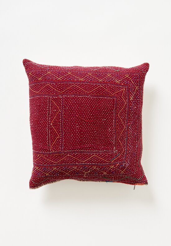 Antique and Vintage Saami Quilt Square Pillow in Red	
